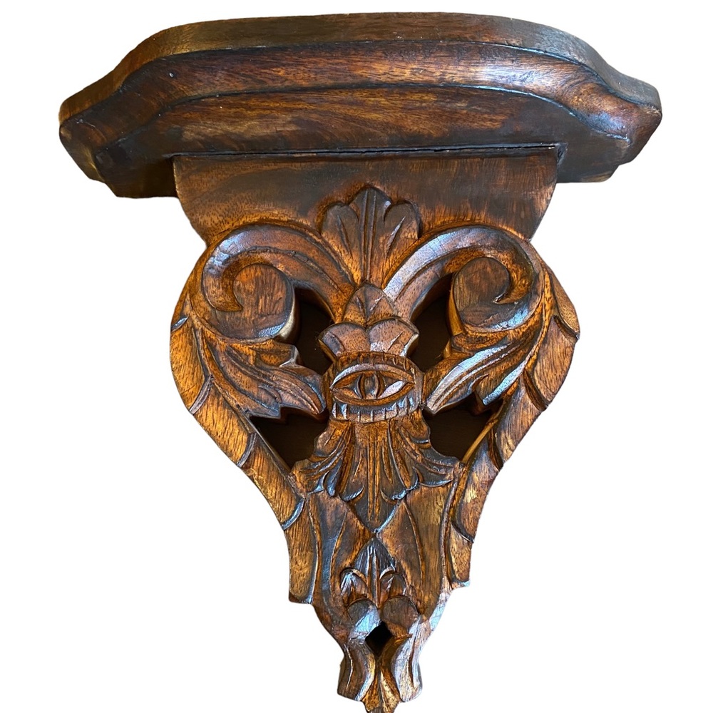 Wooden Hand Carved Corbel Shelf.  Third Eye, Evil Eye Protection #1